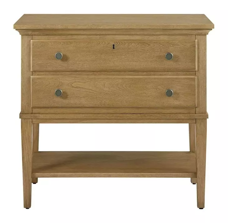 Oakmere Natural 2 Drawer Open Nightstand with USB Charging