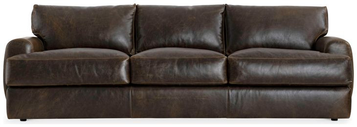 Cameron Black Leather 97" Sofa with Pillow