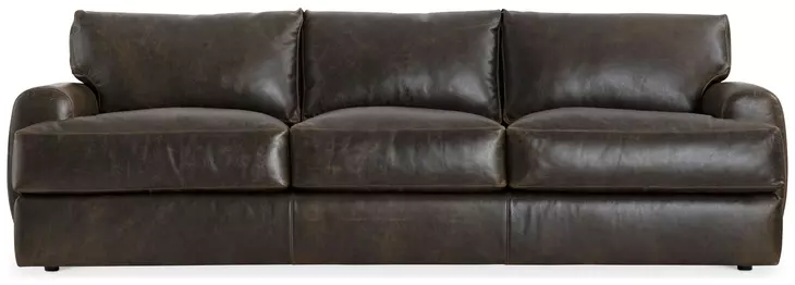 Cameron Brown Leather 97" Sofa with Pillow