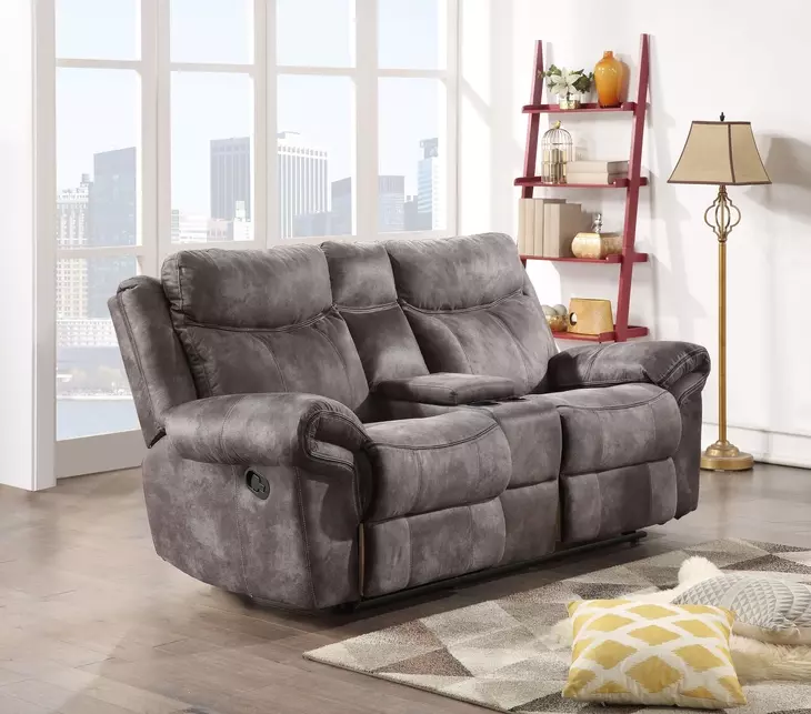 Nashville Gray Manual Glider Reclining Console 78" Loveseat