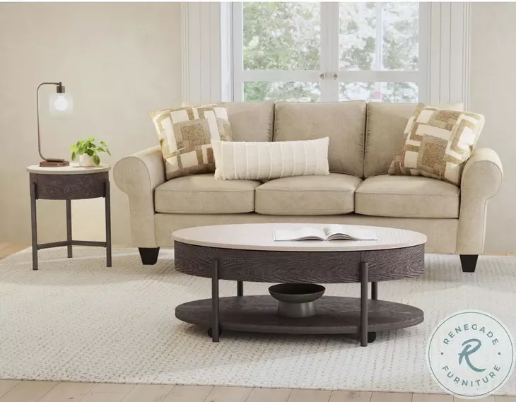 Reverie White And Brown End Table