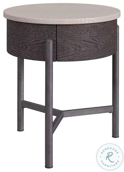 Reverie White And Brown End Table