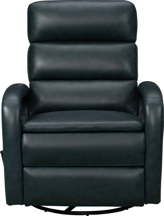 Nick Ryegate Sapphire Blue Leather Swivel Glider Recliner