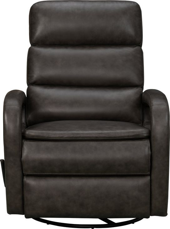 Nick Ryegate Gray Leather Swivel Glider Recliner