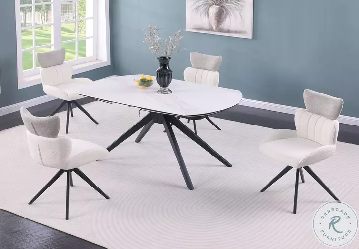 Nicole Matte White And Black Extendable Dining Table