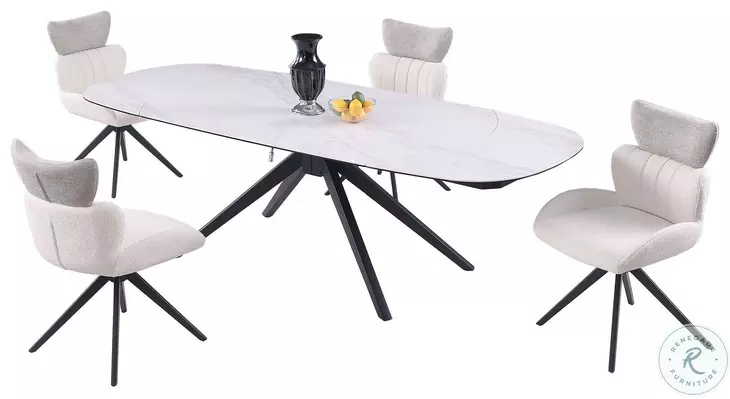 Nicole Matte White And Black Extendable Dining Table
