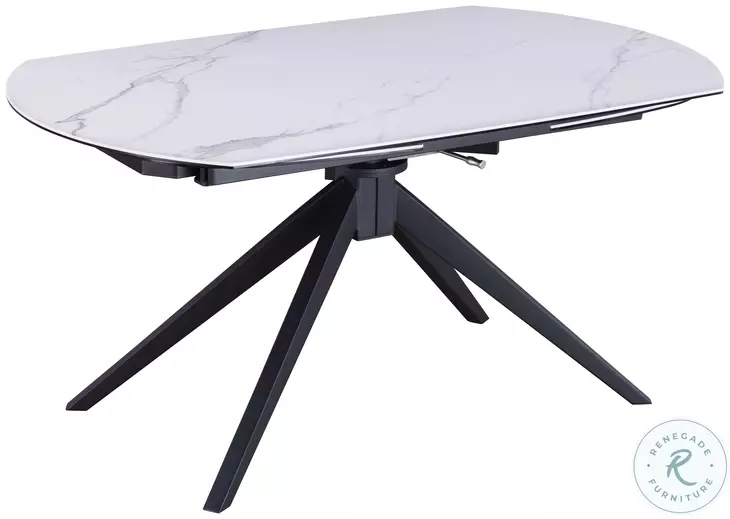 Nicole Matte White And Black Extendable Dining Table