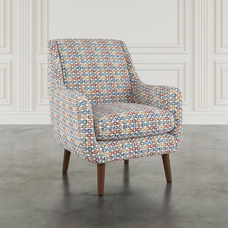 Nielsen Blue and Brown Upholstered Accent Chair