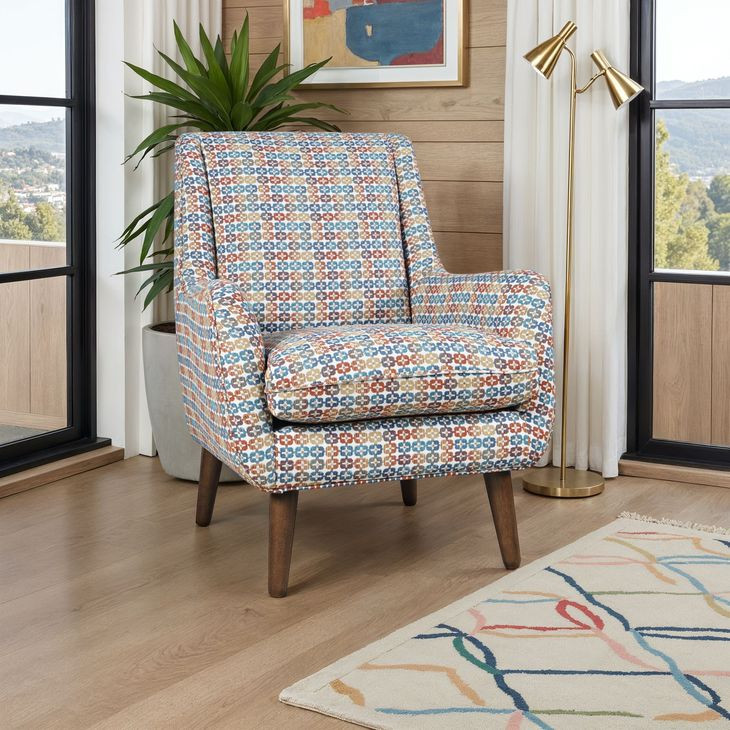 Nielsen Blue and Brown Upholstered Accent Chair