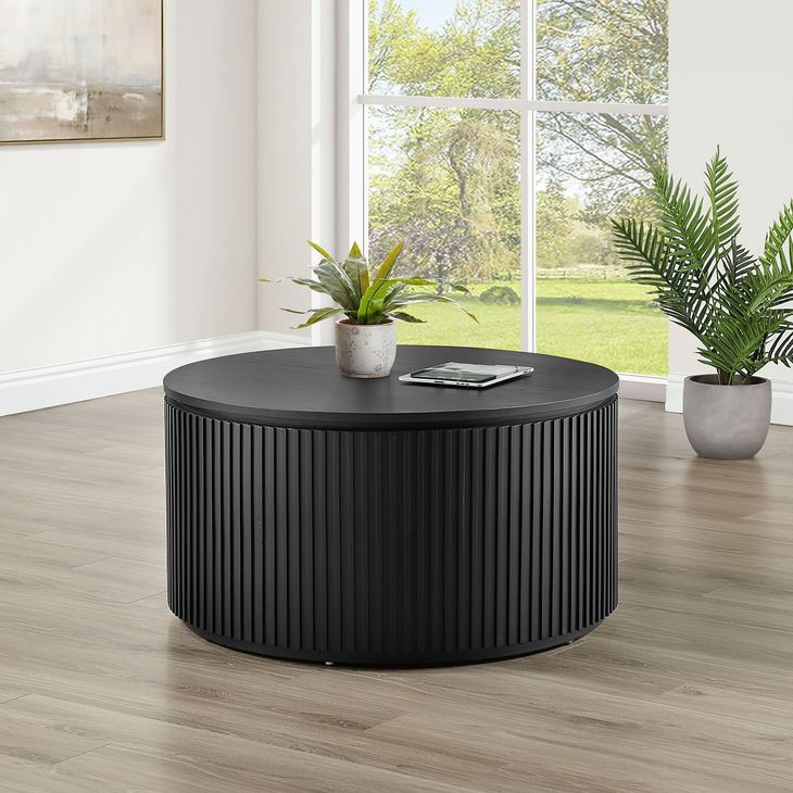Colvin Black Round Ocassional Table with Casters