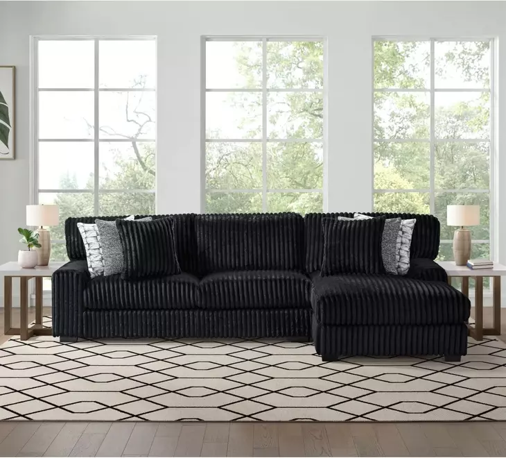 Twilight Black 2 Piece Modular Sectional with Pillows