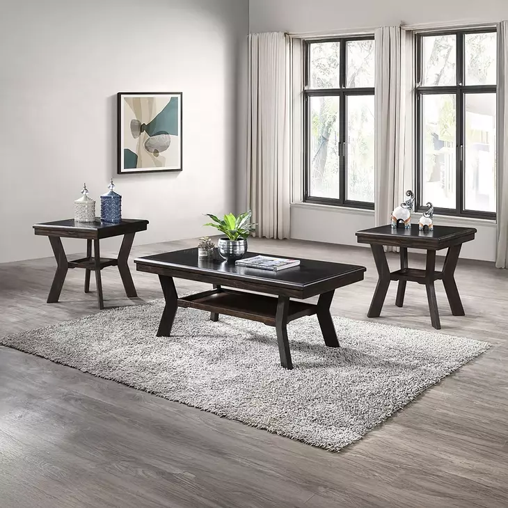 Gia Espresso 3 Piece Occasional Table Set