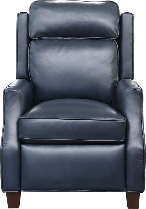 Nixon Shoreham Blue Leather Push Thru The Arms Recliner