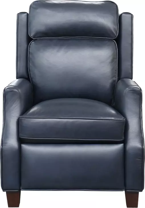 Nixon Shoreham Blue Leather Push Thru The Arms Recliner