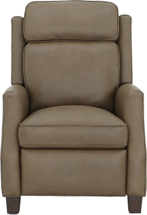 Nixon Cashmere Taupe Leather Push Thru The Arms Recliner