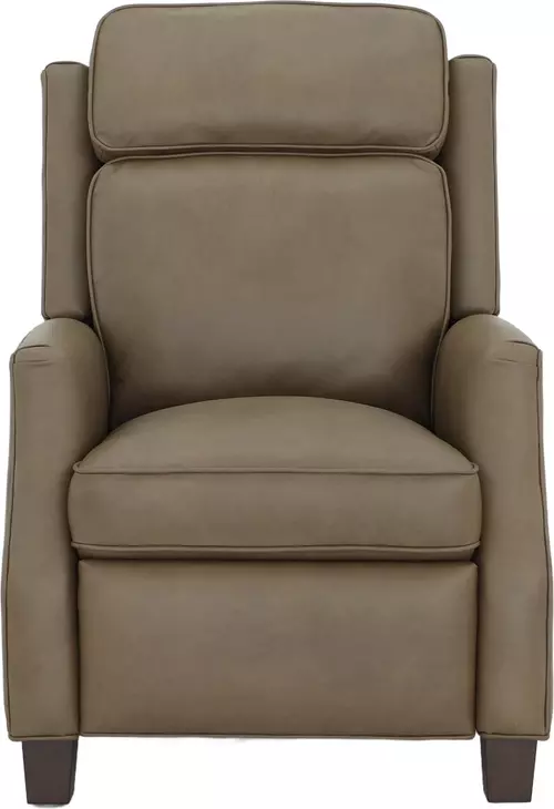 Nixon Cashmere Taupe Leather Push Thru The Arms Recliner