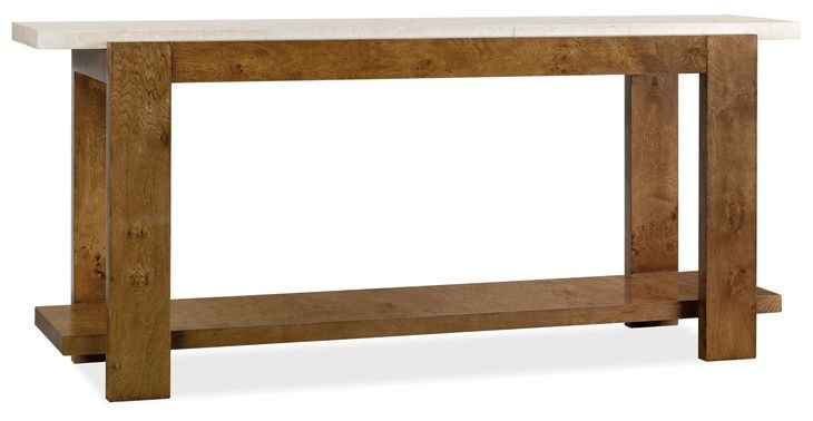 Mosaic Rich Golden Brown and White Rectangular Marble Top Mulholland Console Table