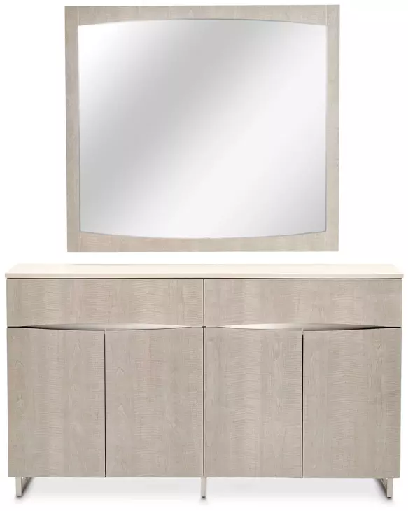 Marin Greige 4 Door Sideboard and Rectangular Mirror
