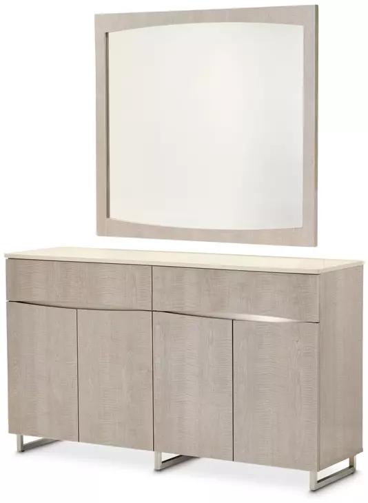 Marin Greige 4 Door Sideboard and Rectangular Mirror