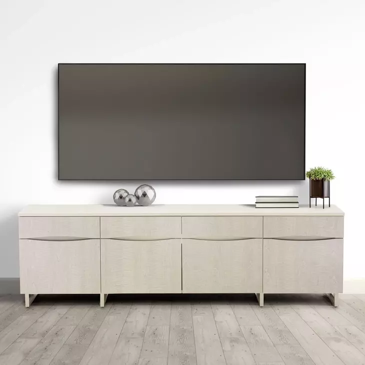 Marin Greige 82" Media Cabinet with 4 Storage Drawers with 3 Storage Drawers