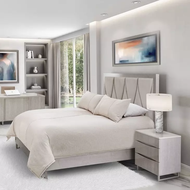 Marin Greige Upholstered Panel Bedroom Set