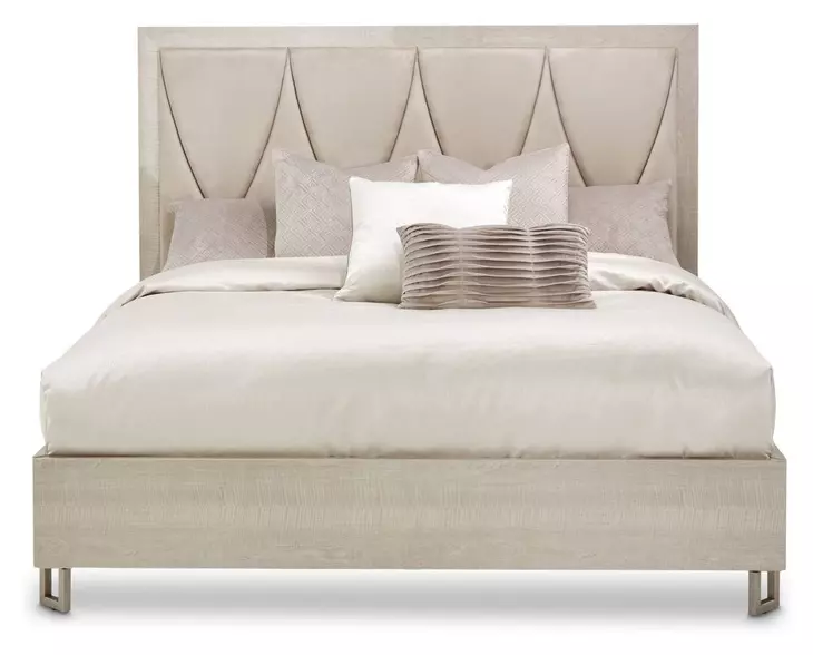Marin Greige Eastern King Upholstered Panel Bed