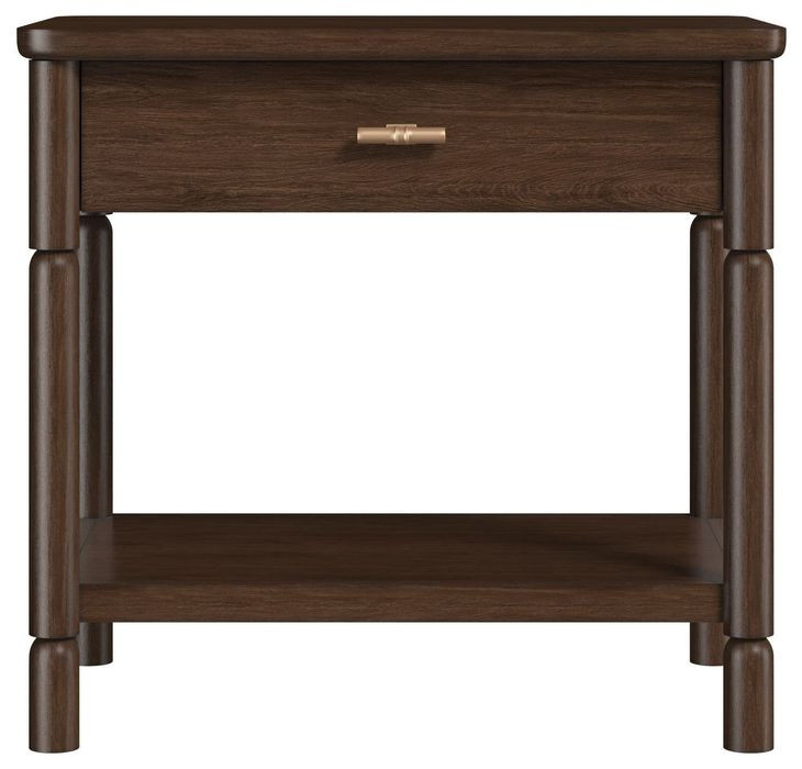 Verge Handcrafted Walnut 1 Drawer Open Nightstand