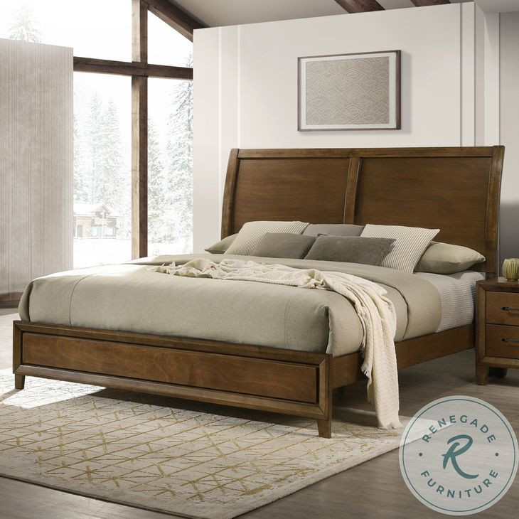 Ballard Walnut Brown California King Sleigh Bed
