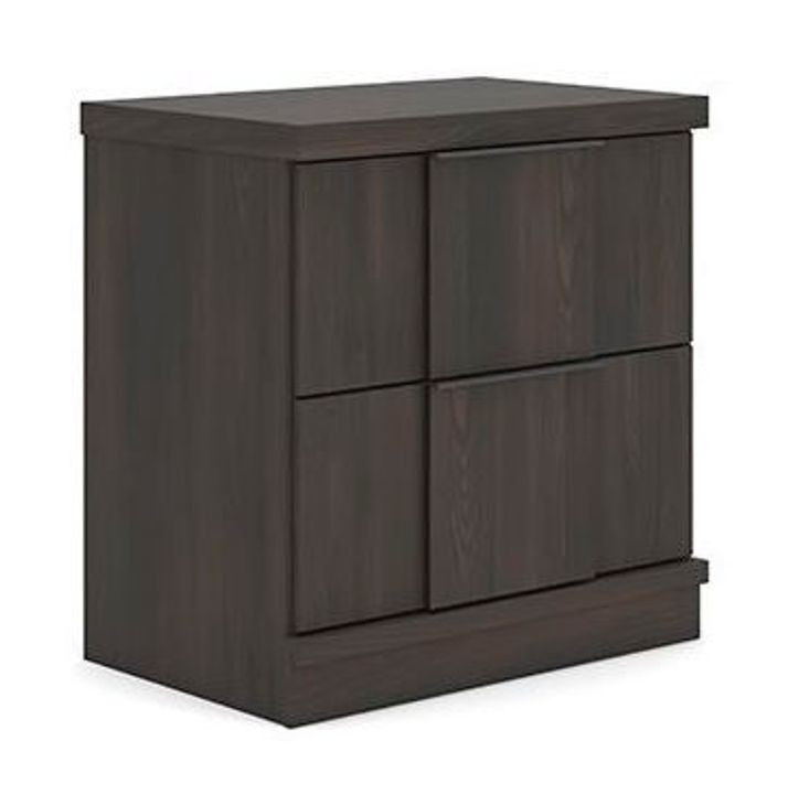 Avernhall Dark Brown 2 Drawer Nightstand with USB Charging