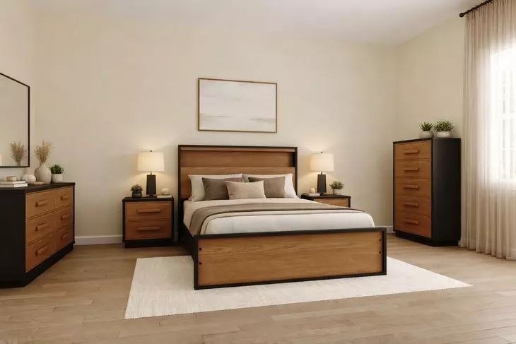 black bed brown dresser Kozmour Black/Brown our diverse collections have _okendo:syndication_key:CL136898002 Asymmetrical mustard zero waste Color:Black Lace/Caramel Lining