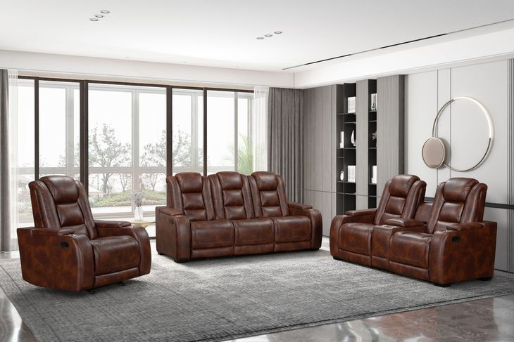 Chester Brown Reclining Living Room Set with USB Charging and LED
