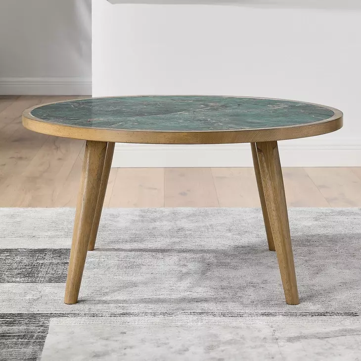 Novato Green Round Sintered Stone Cocktail Table