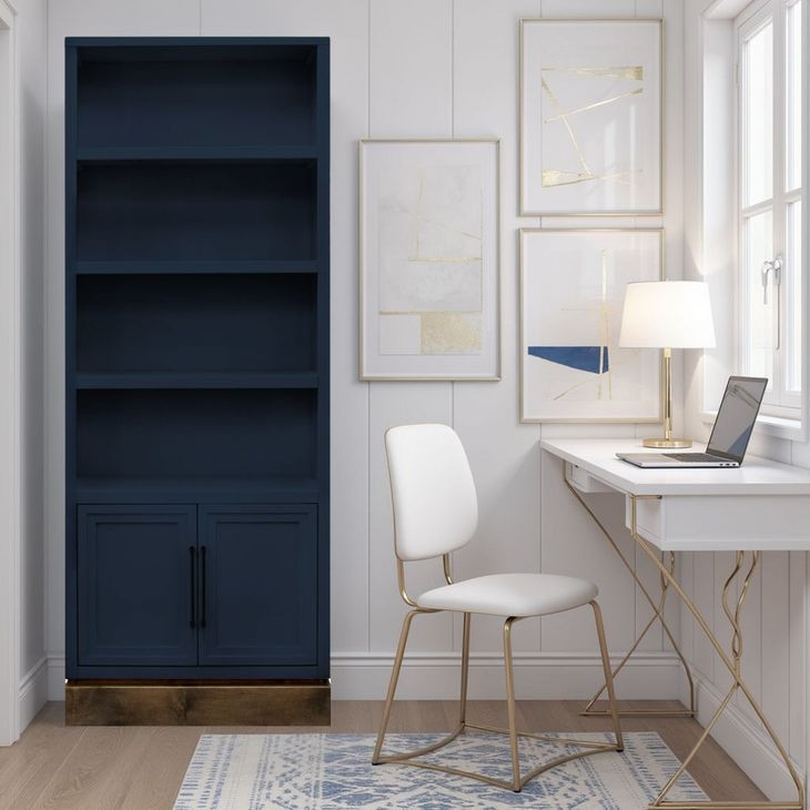 Nora Blue Denim and Whiskey 82" High Pier Bookcase