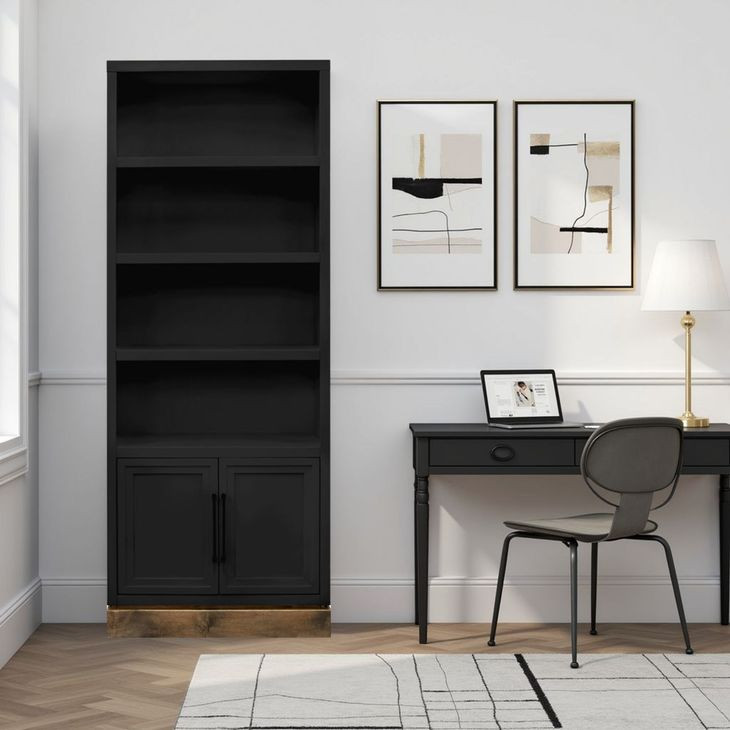 Nora Black and Whiskey 82" High Pier Bookcase