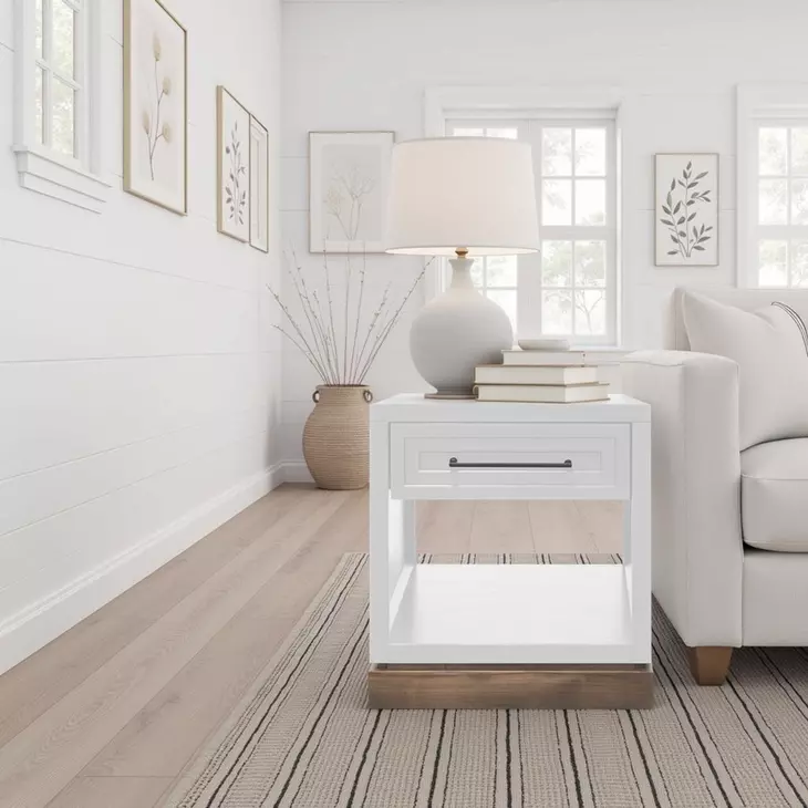 Nora Jasmine White and Barnwood Square End Table