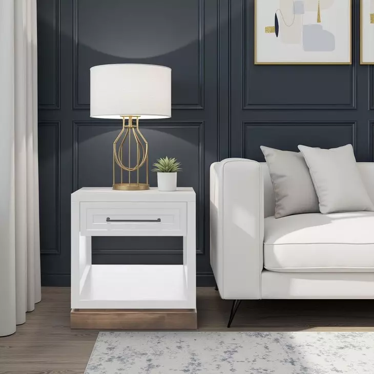 Nora Jasmine White and Barnwood Square End Table