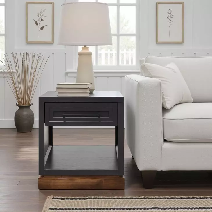 Nora Black and Whiskey Square End Table