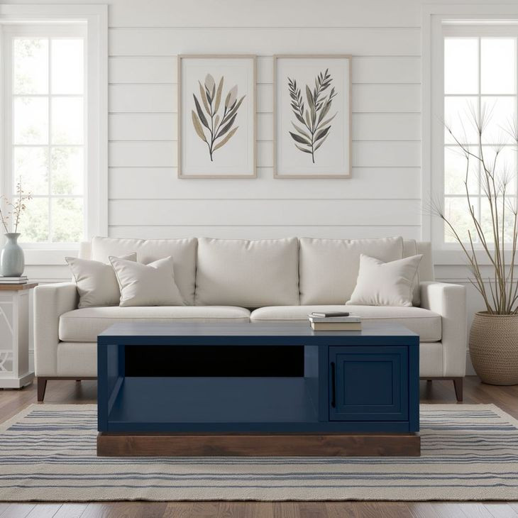 Nora Blue Denim and Whiskey Rectangular Occassional Table Set