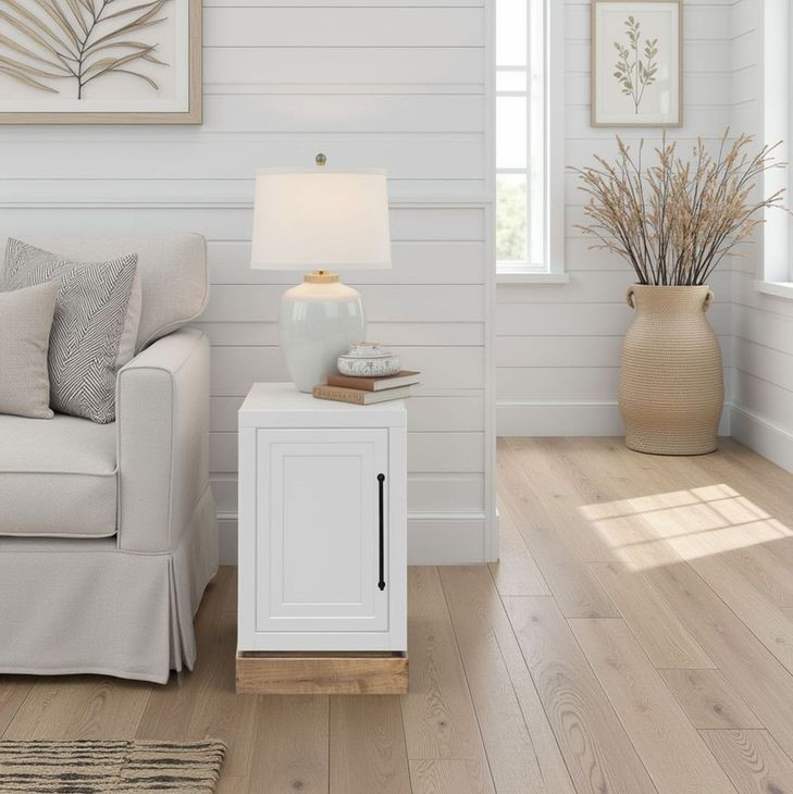 Nora Jasmine White and Barnwood Rectangular Chairside Table