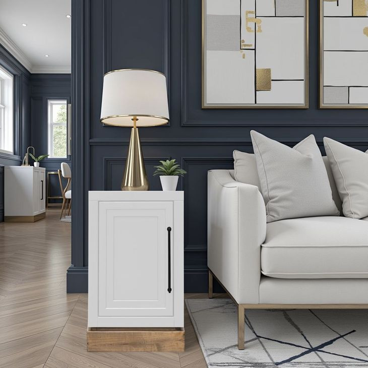 Nora Jasmine White and Barnwood Rectangular Chairside Table