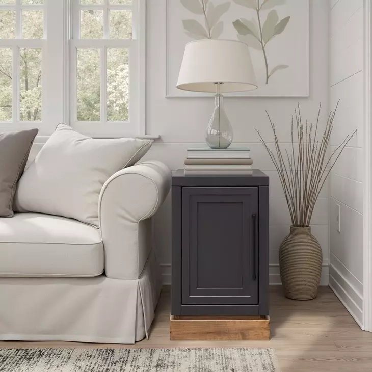 Nora Black and Whiskey Rectangular Chairside Table