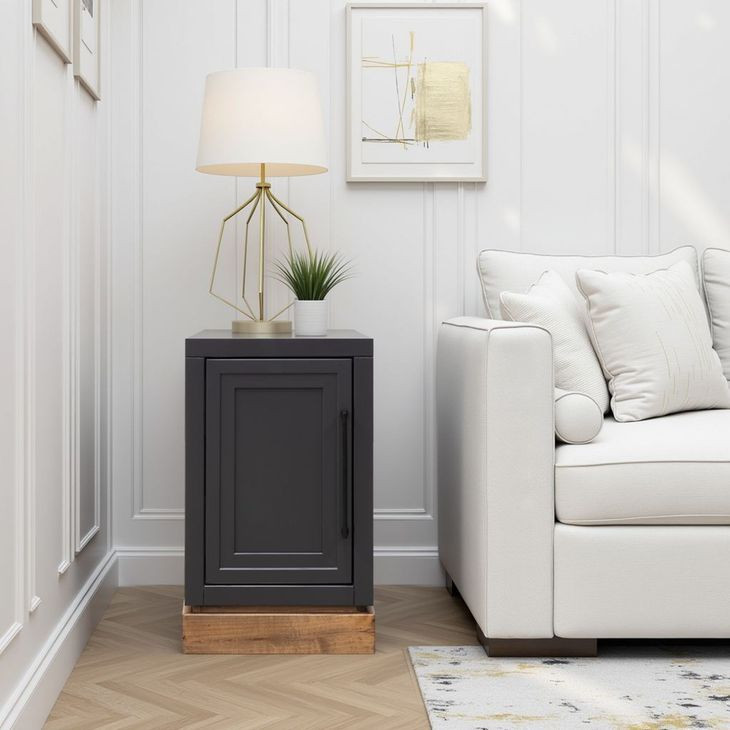 Nora Black and Whiskey Rectangular Chairside Table