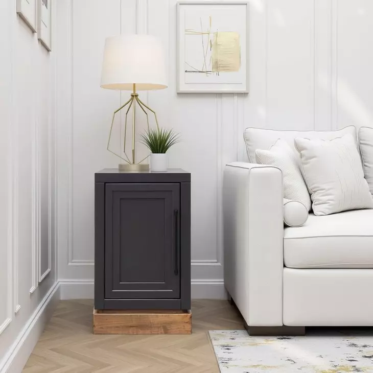 Nora Black and Whiskey Rectangular Chairside Table