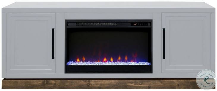 Nora Jasmine White And Barnwood 64" Fireplace TV Stand