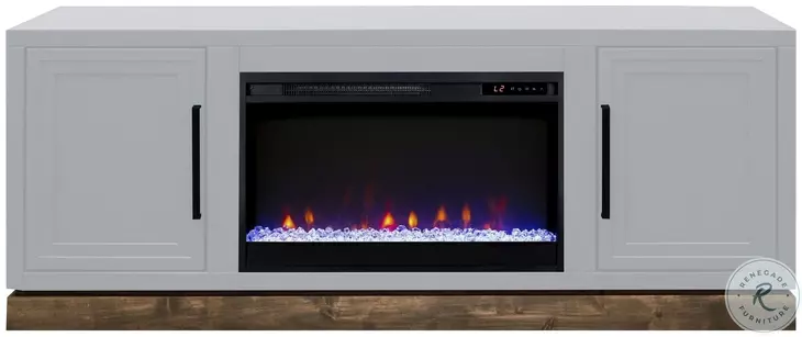 Nora Jasmine White And Barnwood 64" Fireplace TV Stand