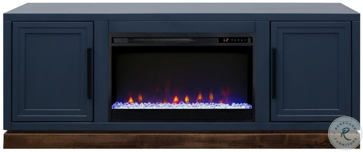 Nora Blue Denim And Whiskey 64" Fireplace TV Stand