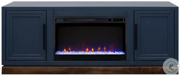 Nora Blue Denim And Whiskey 64" Fireplace TV Stand