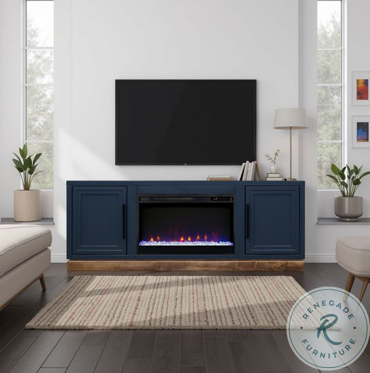 Nora Blue Denim And Whiskey 64" Fireplace TV Stand