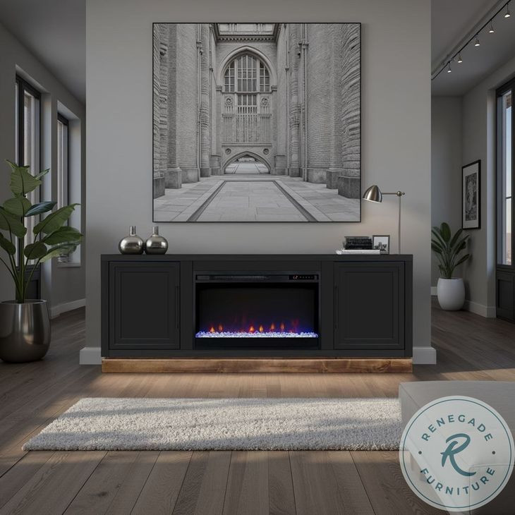 Nora Black And Whiskey 64" Fireplace TV Stand