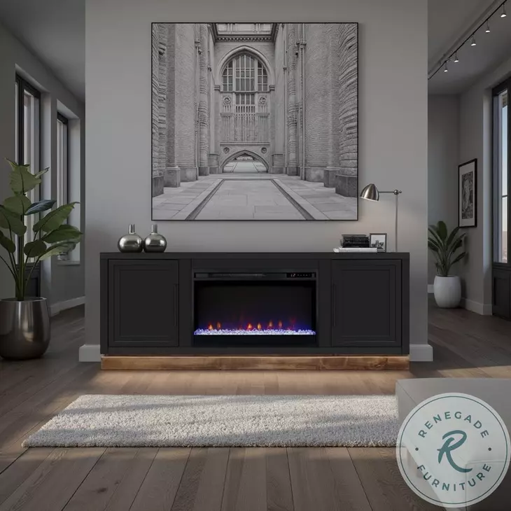 Nora Black And Whiskey 64" Fireplace TV Stand